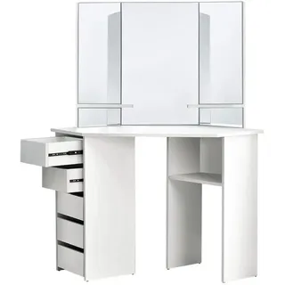 ML-Design Schminktisch Weiß Holz, 54x141.5x110 cm, Schlafzimmer, Schminktische