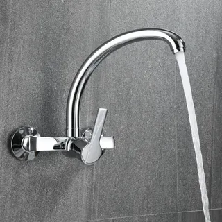 Wandarmatur für Küche, Bad oder Keller, Einhandmischer mit schwenkbaren Auslauf