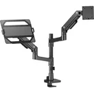 ACT Single monitor arm and laptop arm office premium, with gas spring, pole mounted (Tisch, 49", 20 kg), Monitor Halterung, Schwarz
