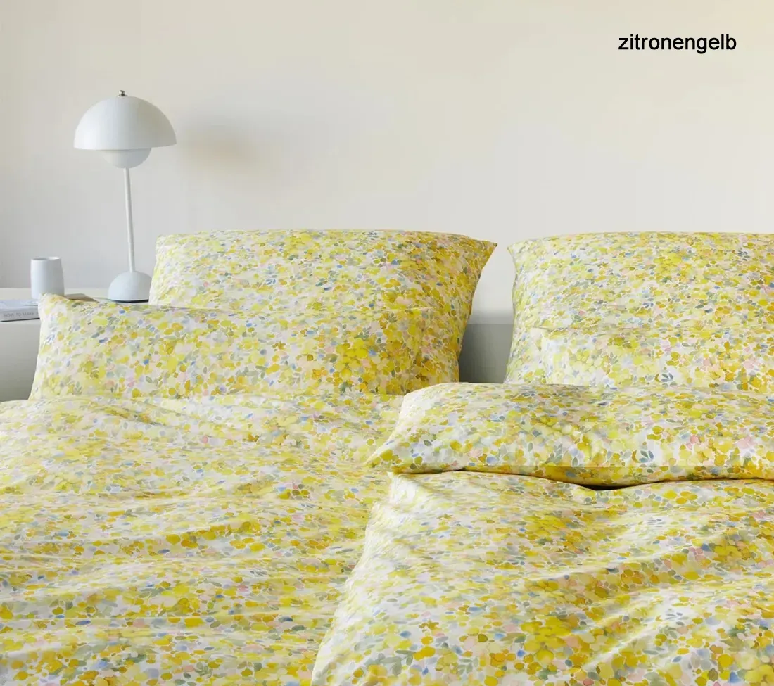 Elegante Mako-Satin Bettwäsche Mimosa - 135x200 cm + 80x80 cm	zitronengelb