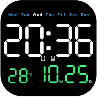 SUIOPPYUW Wanduhr für Wohnzimmerdekoration mit genauer Zeitmessung und Temperaturanzeige, elektronische Tischuhr, Dreifarbig