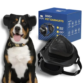 BOLLSEN Dog+ Gehörschutz für Hunde | Verstellbarer Ohrenschutz & Lärmschutz für alle Hunderassen, reduziert Geräusche um ca. 27 dB – ideal bei Silvester, Gewitter & Arbeit (M)