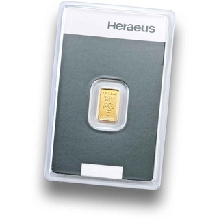 Goldbarren 1g - 1 Gramm Gold - Heraeus - Feingold 999.9 - Prägefrisch - LBMA zertifiziert