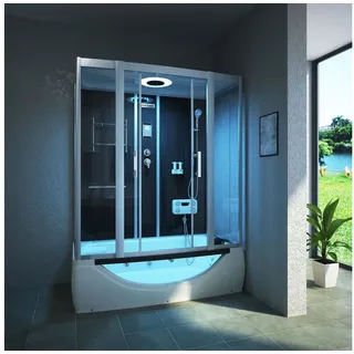 Tronitechnik TroniTechnik® Duschtempel Fertigdusche Whirlpool Komplettdusche LIMNOS 170cm x 90cm, Acrylbadewanne, Rundum-Sicherheitsglas