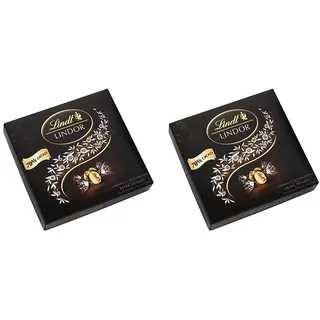 Lindt LINDOR Präsent Box Extra Dunkel 70% Kakao, Schokoladengeschenk, ca. 15 LINDOR Kugeln, 186 g (Packung mit 2)