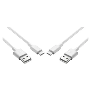 2x Schnell-Ladekabel USB-C 0.85m extra kurz weiß für oppo A98 A96 A94 A91 A79 A78 A77 A76 A74 A58 A57s A54 A18 A16 A16s 5G 4G USB A zu USB Typ C - Weiß