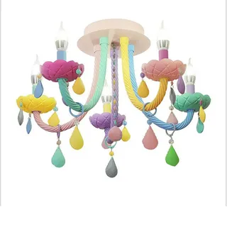 Deckenleuchte Kinderzimmer Modern Cartoon-Design, Kronleuchter LED Eingebettet Deckenlampe Bunt Glas Fixtures 5-flammig, 22.83〃(58cm) Rund Deckenbeleuchtung für Junge / Mädchen Schlafzimmer, Max 60W