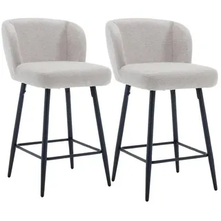 WAHSON OFFICE CHAIRS Barhocker für Küche aus Kunstfell Armlose Beige 2er Set Wahson