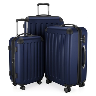 HAUPTSTADTKOFFER SPREE - 3er Trolley-Set Rollkoffer Reisekoffer, (S, M und L) Koffer-Set, 4 Doppel-Rollen, , Dunkelblau