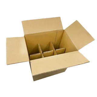 20x Versandkartonage für 6x0,33l Flaschen Versandverpackung Versandkartons Flaschenkarton für Flaschenversand faltbar mit Innengefache 255x215x150mm Lagerkartons, Bierkartons