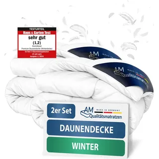 DormiGood | Premium Daunendecke | 2er Set 155x220 cm | Winterdecke | 100% Daunen (1140g) | Bettdecke | 155x220 | Winterbett | Winter | Warm | Dick | | Weiß