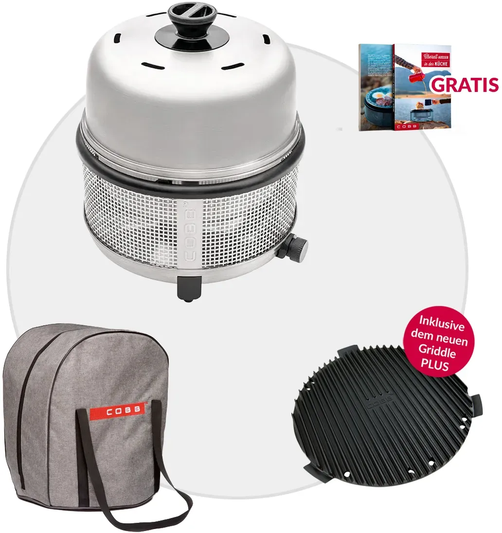 COBB 30 mbar Premier+ Gas DELUXE 3-teilig mit Griddle PLUS und Transporttasche G...