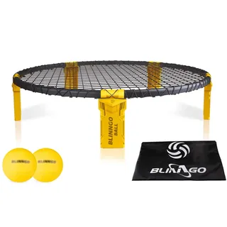 Mookis Blinngoball Roundnet Games Set bestehend aus Spielnetz, 2 Bällen, Kordelzug, Ballpumpe mit 1 Nadel und Handbuch
