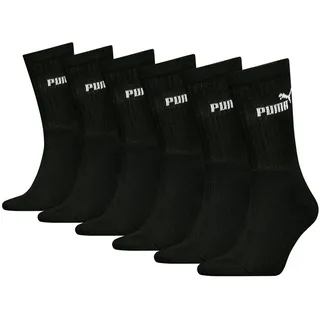 Puma Unisex Crew Tennissocken Sportsocken Socken für Damen Herren 6 Paar, Farbe:200 - black, Socken & Strümpfe:43-46 - 43-46