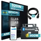SUNNIVA® 920W Balkonkraftwerk BIFAZIAL FULLBLACK komplett Steckdose ASTRO-E 800W Wechselrichter, PV Solaranlage, 2x 460W Glas-Glas Solarmodule, inkl. 5m Kabel, Bluetooth WIFI, Komplettset