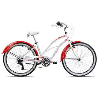 Chrisson Cruiser Sandy, 6 Gang Shimano Tourney TY300 Schaltwerk, Kettenschaltung, Beachcruiser 26" Damen Herren 155-170 cm Fahrrad 6 Gang Strandfahrrad