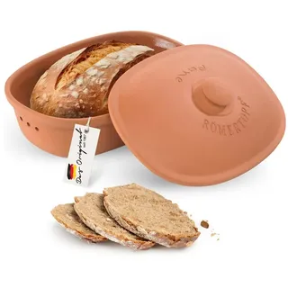 RÖMERTOPF Römertopf Brottopf oval MEDI 2,3 Liter - Keramik Brotkasten, (Set), aus Naturton rot