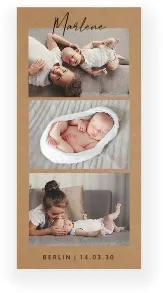 Geburtskarte: Kleines Glück mit Fotos in Kraft Look