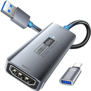 Fulfalic Video Capture Card, 4K HDMI to USB 3.0 Capture Card, 1080P 60FPS Audio Video Capture Card,for Teaching,Broadcasting,Gaming,Streaming,Video Conference