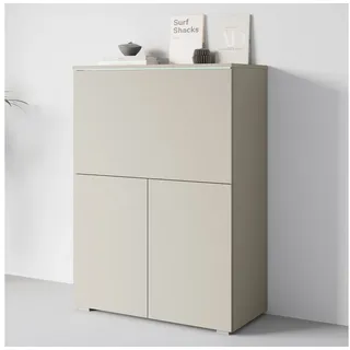 Home Affaire PC-Schrank Vera, Sekretär, Home-Office-Schreibtisch mit LED-Beleuchtung (1 St), Multifunktional mit Stauraum, klappbare Tischfläche, LED, B 90 cm beige