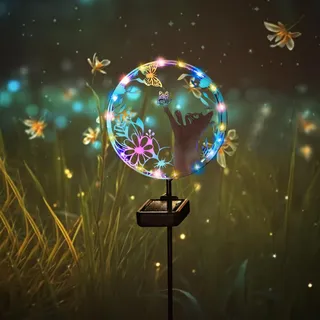 DZAY Solarlampen für Außen Balkon Silhouette Gartenlampe,Süße Tiere Solar Gartendeko für Draußen Wetterfest Gartenleuchten,Solarstecker für Außen Garten Solarleuchten Solarlichter für Außen (Cat)
