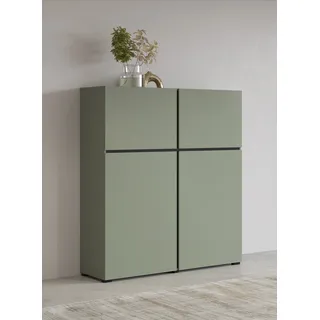 INOSIGN »Cross, moderne grifflose Hochkommode mit 4 Türen,Türkommode«, Hochschrank, Höhe 139 cm mit viel Stauraum, Einlegeböden verstellbar