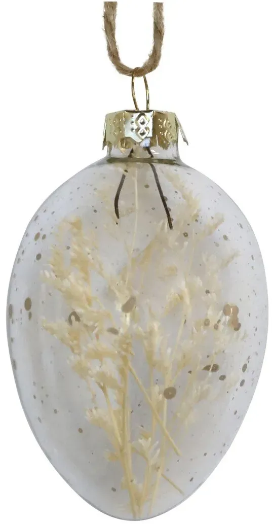 Chic Antique Osterei aus Glas mit Blumen, H7 x Ø4 cm, klar, hell