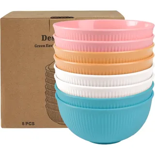 Ant Warrior Müsli schüssel, kunststoff schüssel set,8 Stück plastikschüssel kinder,24 oz Suppenschüssel aus Gesundes PP,Camping Schüssel für Kinder und Erwachesene, Mikrowellen& Spülmaschinenfest.