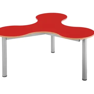 Kleeblatt Dreiertisch Schülertisch mit Melaminplatte, fahrbar