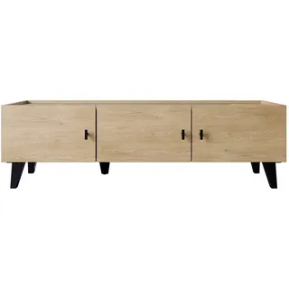 Mirjan24 Tv-Lowboard, Eiche, Metall, Rechteckig, 151x45x40 cm, Wohnzimmer, Wohnwände, Lowboards, Lowboards stehend