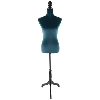 Relaxdays Schneiderpuppe 36/38 Samt, Schwarz,Türkis