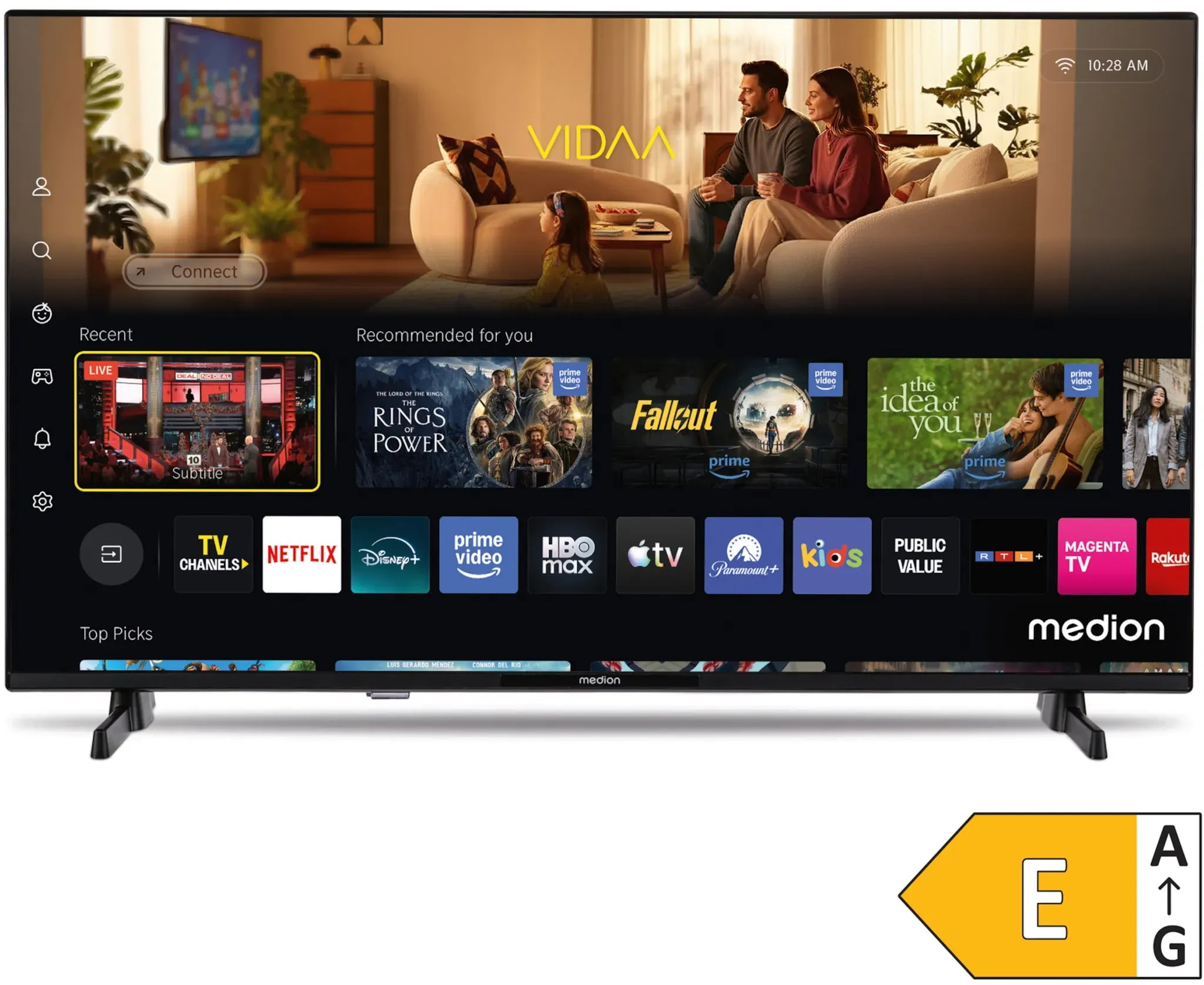MEDION LIFE MD 843101 Smart-TV (2026), 108 cm (43'') FHD Display, HDR, PVR ready, Bluetooth®, VIDAA App Store, HBO Max, MagentaTV, NETFLIX, Disney+, Paramount+ & Amazon Prime Video App