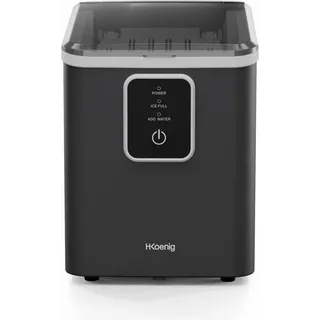h.koenig Eiswürfelmaschine KUB12 – 12 kg in 24 Stunden, 2 Eiswürfelgrößen, tragbar, kompakt, leise, 1 l, Eiswürfel in 6 Minuten, Eisschaufel - Schwarz