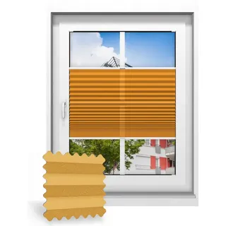 Plissee zum Kleben nach Maß, Orangegelb 133060, 25 x 25 cm, Plissee individuell maßangefertigt