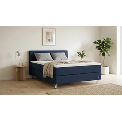 BRUNO Boxspringbett Premium 180x200cm in Blau | Matratzen-Härtegrad: Links H3 / Rechts H2 | mehrfach ausgezeichnet in Design & Qualität