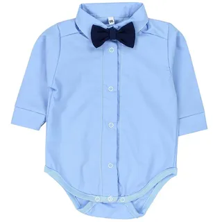 TupTam Baby Body Langarm mit Kragen – Hemdbody für Babys aus Baumwolle – Body Baby Festlich, Farbe: Blau/Dunkelblaue Fliege, Kinder Größe: 68 - 68