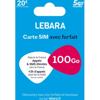 Lebara SIM – unbegrenzte Anrufe und SMS Frankreich + 2 Stunden Anrufe in 43 Länder + 100 GB – sofort einsatzbereit