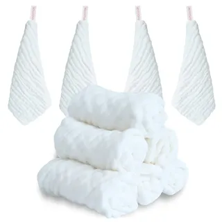 ABirdon 10 Stück Baby Musselin Waschlappen, 30x30cm Mulltücher Bio-Baumwolle Weiche Baby Handtücher, Gesicht Handtuch, Mehrzweck Gesichtstüche für Jungen und Mädchen