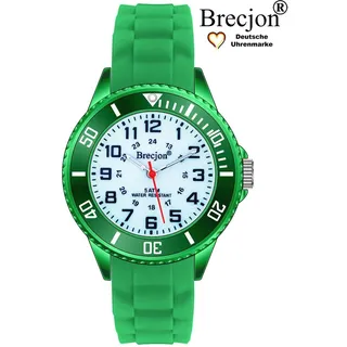brecjon Kinder Armbanduhr Jungen Mädchen Lernuhr Silikonuhr Kids 5ATM wasserdicht Leuchtzifferblatt grün 2302