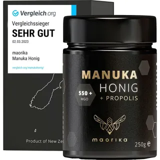 maorika - Manuka Honig 550 MGO mit Propolis 250g im Glas (lichtundurchlässig) - labor, aus Neuseeland
