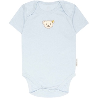 Steiff Baby Body - Strampler, Baumwolle, Bär, Logo, kurzarm, einfarbig Hellblau 50