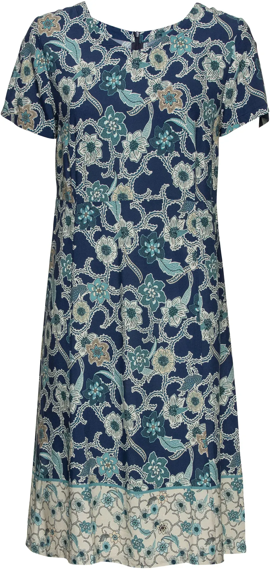 Viskose-Kleid, Druck blau, 44