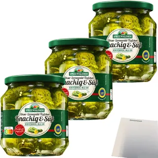 Spreewaldhof Gewürzgürkchen knackig und süß 6er Pack (6x530g Glas) + usy Block