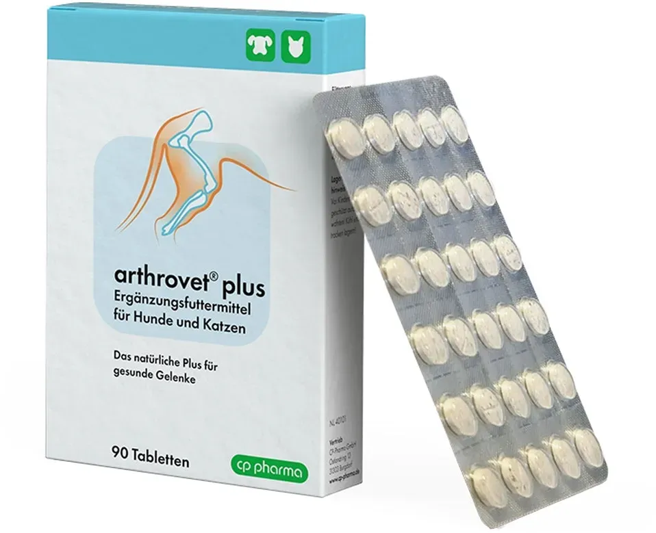 Arthrovet plus 90 Tabletten mit Grünlippmuschel Teufelskralle Hund Katze Gelenke