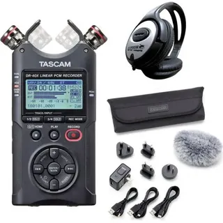 Tascam DR-40X Recorder mit Zubehör Set und Kopfhörer, Audiorecorder