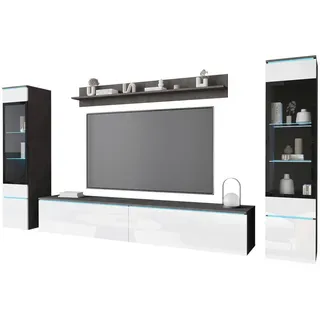 P & B Wohnwand Vera 4-tlg. ca. 240x130 cm Anthrazit/Weiß