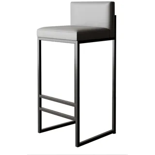 Lsoiup Barhocker in Thekenhöhe, 1er-Set, gepolsterte Barhocker mit Rückenlehne, armlose Barstühle für Kücheninsel, Sitz aus PU-Leder, schwarz/goldene Metallbeine, Höhe 75 cm, grau