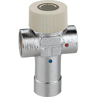 CALEFFI Thermomischer Einstellbar 1/2 Zoll 30 - 48 °C Messing-Gehäuse, Verchromt