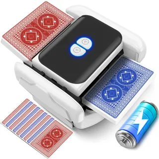 Kartenmischmaschine Elektrische - Automatischer Mischmaschine Karten,USB Kartenmischer mit Akku 2600mah,Kartenmischgerät für 1-2 Decks Poker Gleichmäßig & Nicht Eingeklemmt,Card Shuffler für UNO,Romme