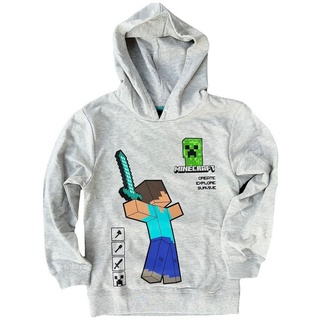 Minecraft Hoodie MINECRAFT Kinder Sweatshirt mit Kapuze Hoodie Jungen grau 152